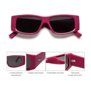 New Pink Rectangle Polarized Sunglasses Fashion Trendy Narrow Square Accessories | Pink Rectangle Polarized Sunglasses Fashion  main image 3